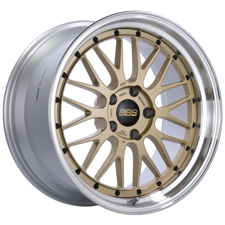 BBS LM 19x10 5x120 ET25 Gold Center Polished Lip Wheel -82mm PFS/Clip Required