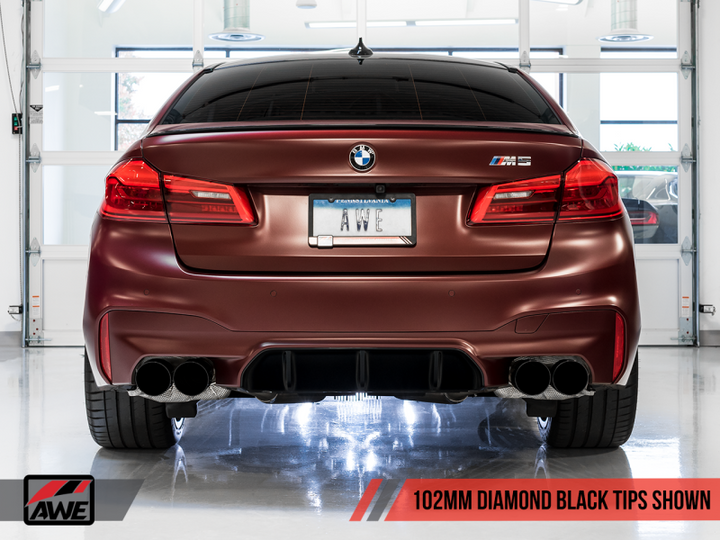 AWE Tuning 18-19 BMW F90 M5 Track Edition Axle-Back Exhaust- Black Diamond Tips