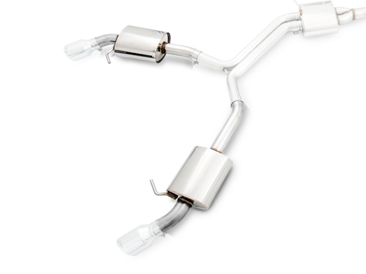 AWE Tuning Audi B9 A4 Touring Edition Exhaust Dual Outlet - Chrome Silver Tips (Includes DP)