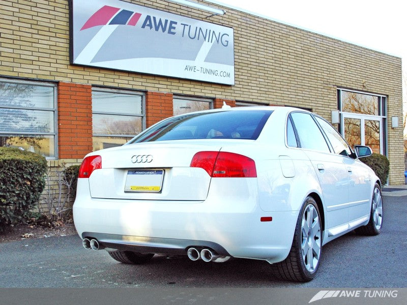 AWE Tuning Audi B7 A4 3.2L Track Edition Quad Tip Exhaust - Diamond Black Tips