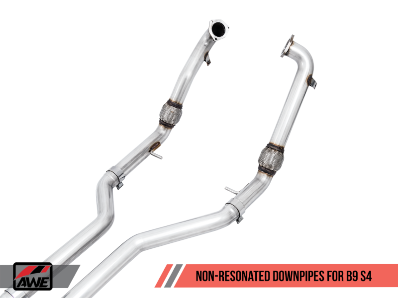 AWE Tuning Audi B9 S4 SwitchPath Exhaust - Non-Resonated (Black 102mm Tips)