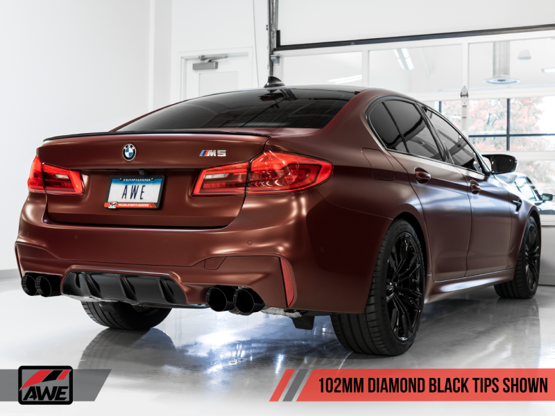 AWE Tuning 18-19 BMW F90 M5 Track Edition Axle-Back Exhaust- Black Diamond Tips